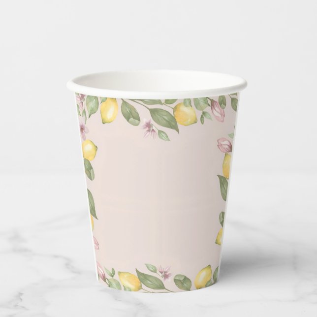 Vasos de papel de limón rosa (Anverso)
