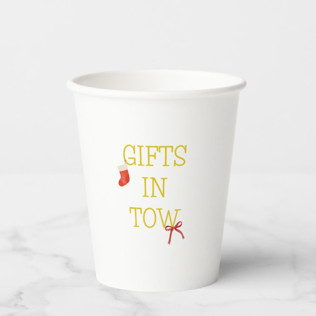Vasos de Papel de Navidad Regalos a Remolque (Anverso)