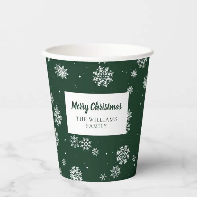 Vasos de Papel de Navidad Verdes (Anverso)