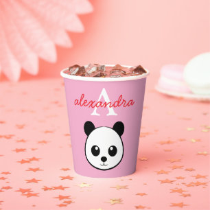 Vasos de Papel de Oso Panda Lindo – Monograma Pers