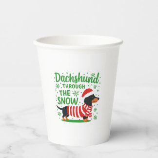 Vasos de papel de perro salchicha de Navidad