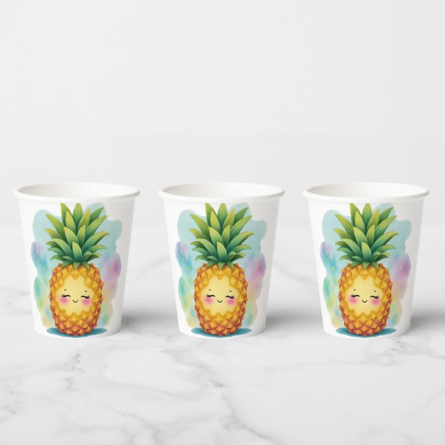 Vasos de papel de piña feliz (Multi)