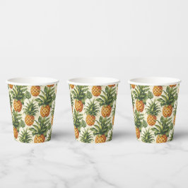 Vasos de papel de piña tropical para fiestas, vaji
