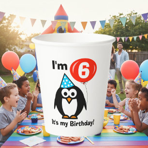 Vasos de papel de pingüino personalizados para fie