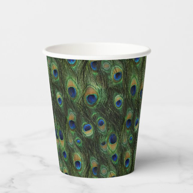 Vasos de papel de pluma de pavo real (Reverso )