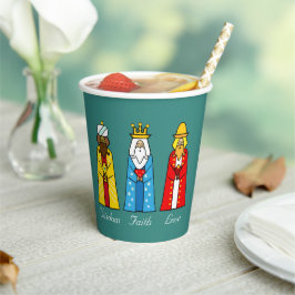 Vasos de papel de Reyes Magos de Navidad lindos