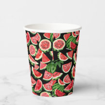 Vasos de Papel de Sandía con Acuarela – Fiesta de