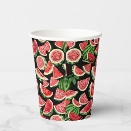 Vasos de Papel de Sandía con Acuarela – Fiesta de 