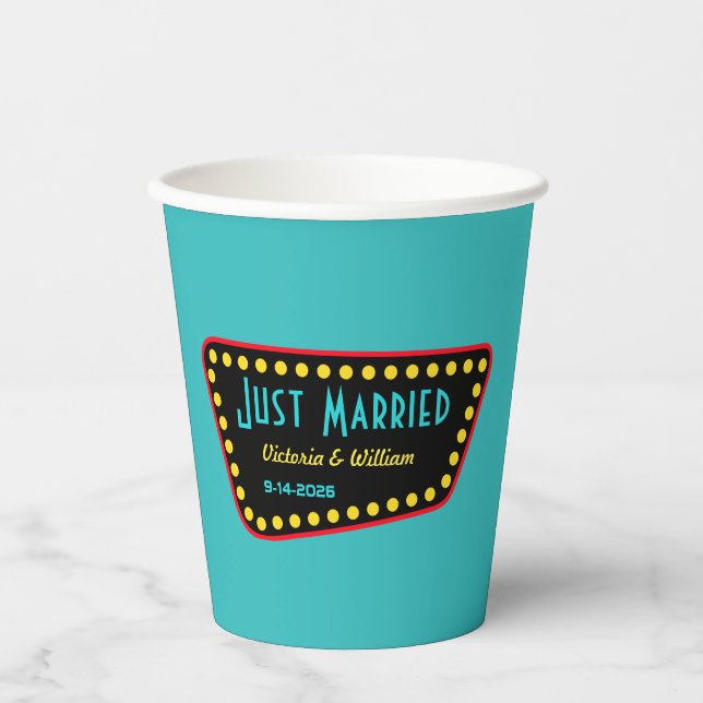 Vasos de Papel de Señal Retro Turquesa (Anverso)