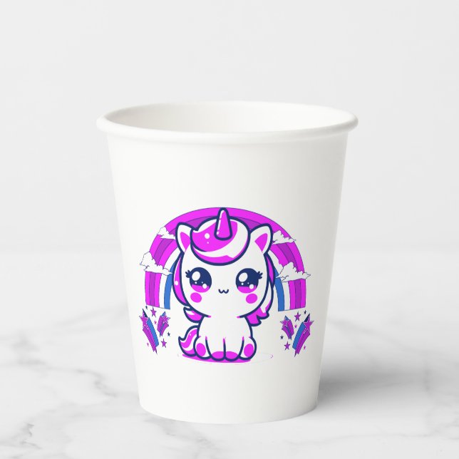 Vasos de Papel de Unicornio Mágico | Cumpleaños de (Anverso)