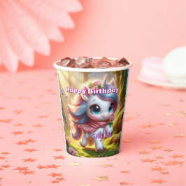 Vasos de papel de unicornio personalizados 