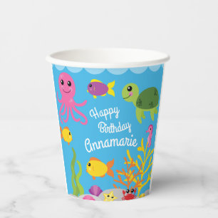 Vasos De Papel Debajo de la fiesta de cumpleaños de los animales