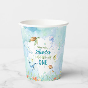 Vasos De Papel Debajo de la taza de papel de cumpleaños del mar