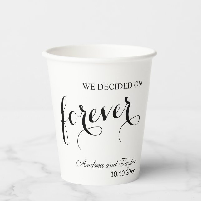 Vasos De Papel Decidimos por una boda siempre elegante (Anverso)