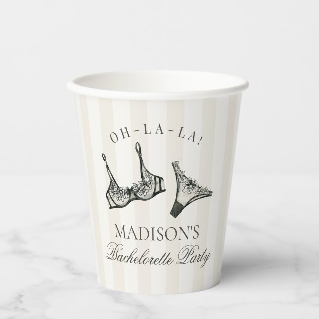 Vasos De Papel Decoración de despedida de soltera con lencería ne (Anverso)