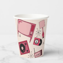 Vasos De Papel Decoración retro en varios tonos rosas