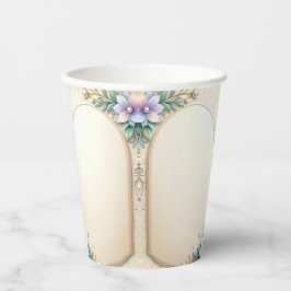 Vasos De Papel Decorative Floral Frame with Pearls Paper Cups