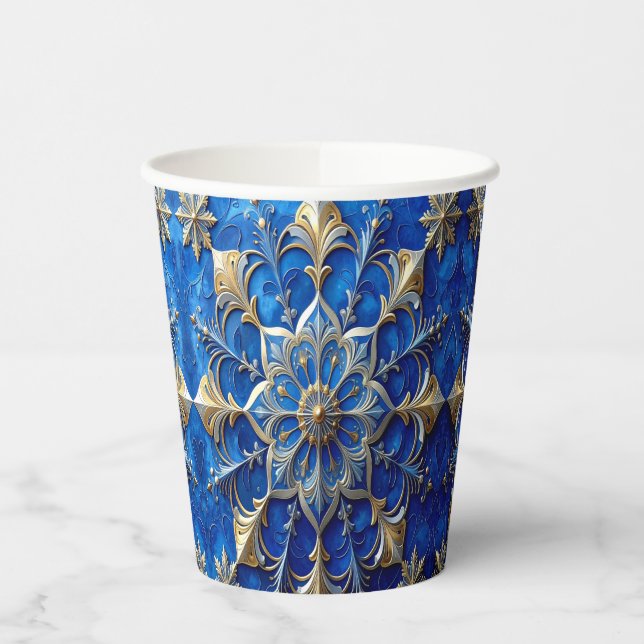 Vasos de Papel Decorativos Azules para Fiestas (Izquierda)