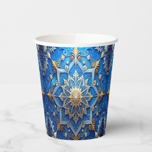 Vasos de Papel Decorativos Azules para Fiestas (Izquierda)