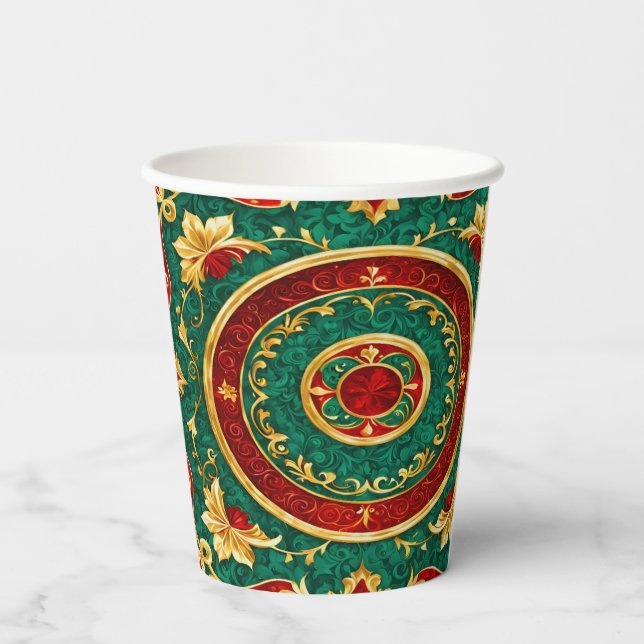 Vasos de Papel Decorativos Florales Navideños (Reverso )