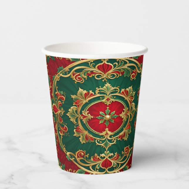 Vasos de Papel Decorativos Navideños Rojo Verde (Reverso )
