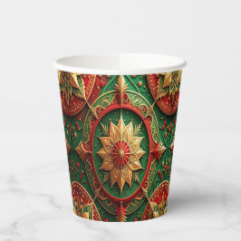 Vasos de Papel Decorativos Navideños Rojo Verde