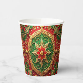 Vasos de Papel Decorativos Navideños Rojo Verde