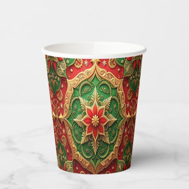 Vasos de Papel Decorativos Navideños Rojo Verde (Izquierda)