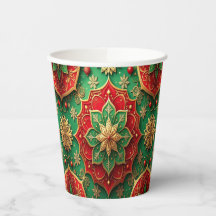 Vasos de Papel Decorativos Navideños Rojo Verde