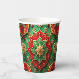 Vasos de Papel Decorativos Navideños Rojo Verde