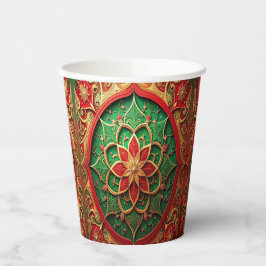 Vasos de Papel Decorativos Navideños Rojo Verde