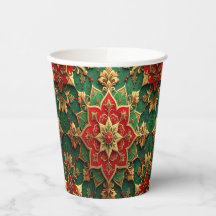 Vasos de Papel Decorativos Navideños Rojo Verde