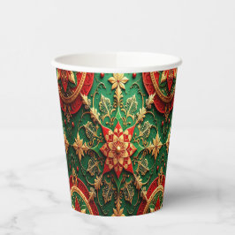Vasos de Papel Decorativos Navideños Rojo Verde