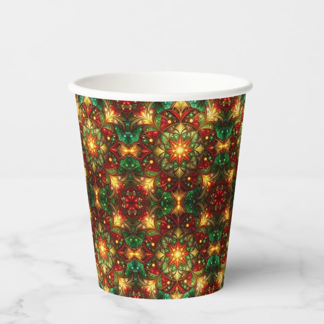 Vasos de Papel Decorativos Navideños Verdes Rojos (Anverso)