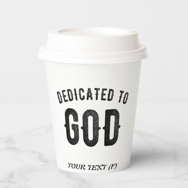 VASOS DE PAPEL DEDICADO A DIOS PERSONALIZABLE GUAY TEXTO NEGRO (Anverso)