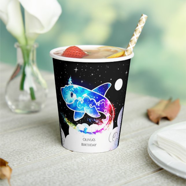 Vasos De Papel Deepsea Magical Sencillo Cumpleaños del Tiburón (in situ)