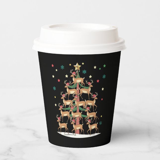 Vasos De Papel Deer Christmas Tree Funny Holiday Cute Reindee (Anverso)