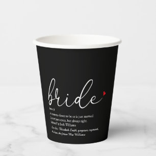 Vasos De Papel Definición de Novia Desayuno de Boda Negro y Rojo