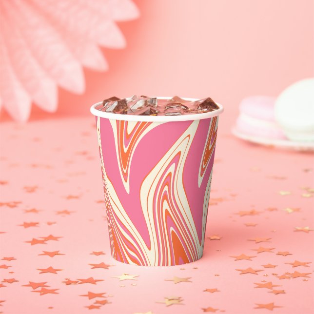 Vasos De Papel Deformado: rosa, Naranja y crema (in situ)