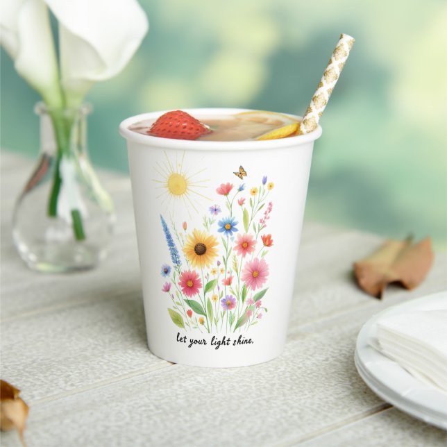 Vasos De Papel Dejar que brillen flores y sol (in situ)