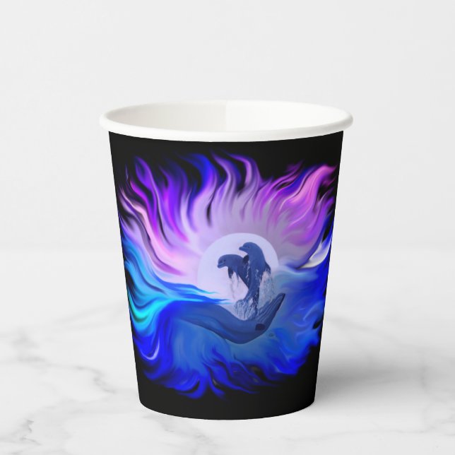 Vasos De Papel Delfines en la luna (Izquierda)