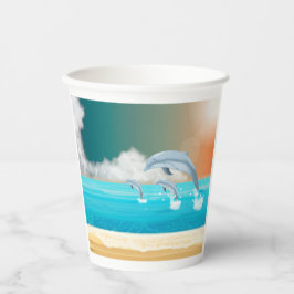 Vasos De Papel delfines respirando en el océano