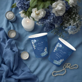 Vasos De Papel Delft Blue White Chinoiserie Floral Bridal Shower 