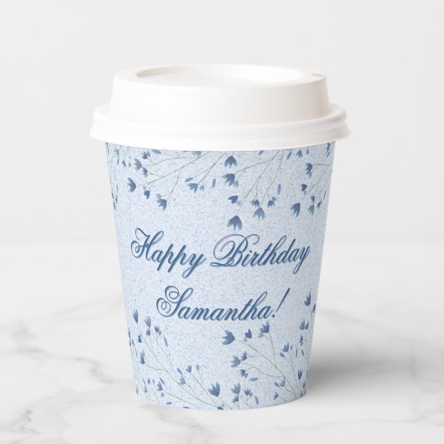 Vasos De Papel Delicada fiesta de cumpleaños de Flores Silvestres (Anverso)