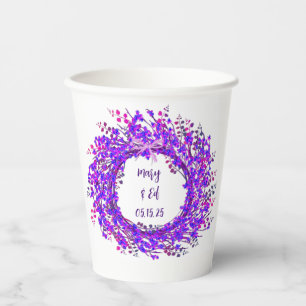 Vasos De Papel Delicias de Jardín: Fiesta de Corona Floral Púrpur