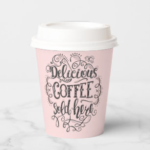 Vasos De Papel Delicioso Café Vendido Aquí Añadir el papel de l