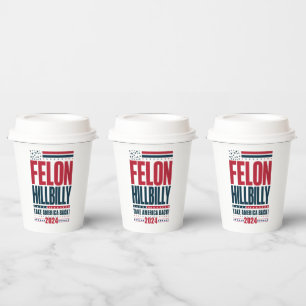 Vasos De Papel Delincuente Hillbilly 2024 Trump Vance 2024 Elecci