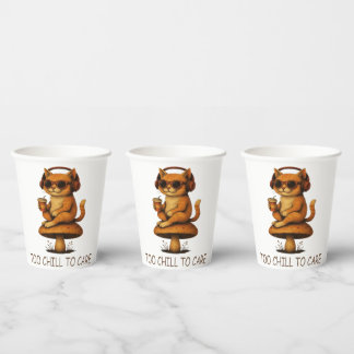 Vasos De Papel Demasiado malo para preocuparse - Gato bajo-fierro