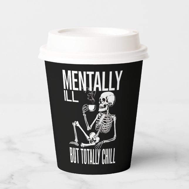 Vasos De Papel Demente Pero Totalmente Tranquilo Disfraz de Hallo (Anverso)