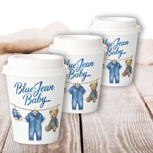 Vasos De Papel Denim Bear Clothesline Boy Blue Jean Baby Shower (Subido por el creador)